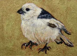 Laureen Marchand Snow Bunting climate change art bird painting available for purchase from laureenmarchand.com with worldwide shipping