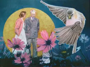 View and purchase Mrs. Heartberg's Garden by Laureen Marchand, an oil painting suggesting the memory of a well lived life