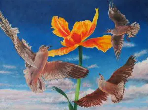 View and purchase How to See the Stars Among Us by Laureen Marchand, an oil painting on cradled panel suggesting that sometimes all you need to do for inspiration is just look up