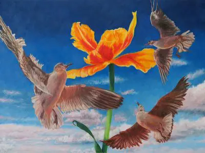 View and purchase How to See the Stars Among Us by Laureen Marchand, an oil painting on cradled panel suggesting that sometimes all you need to do for inspiration is just look up