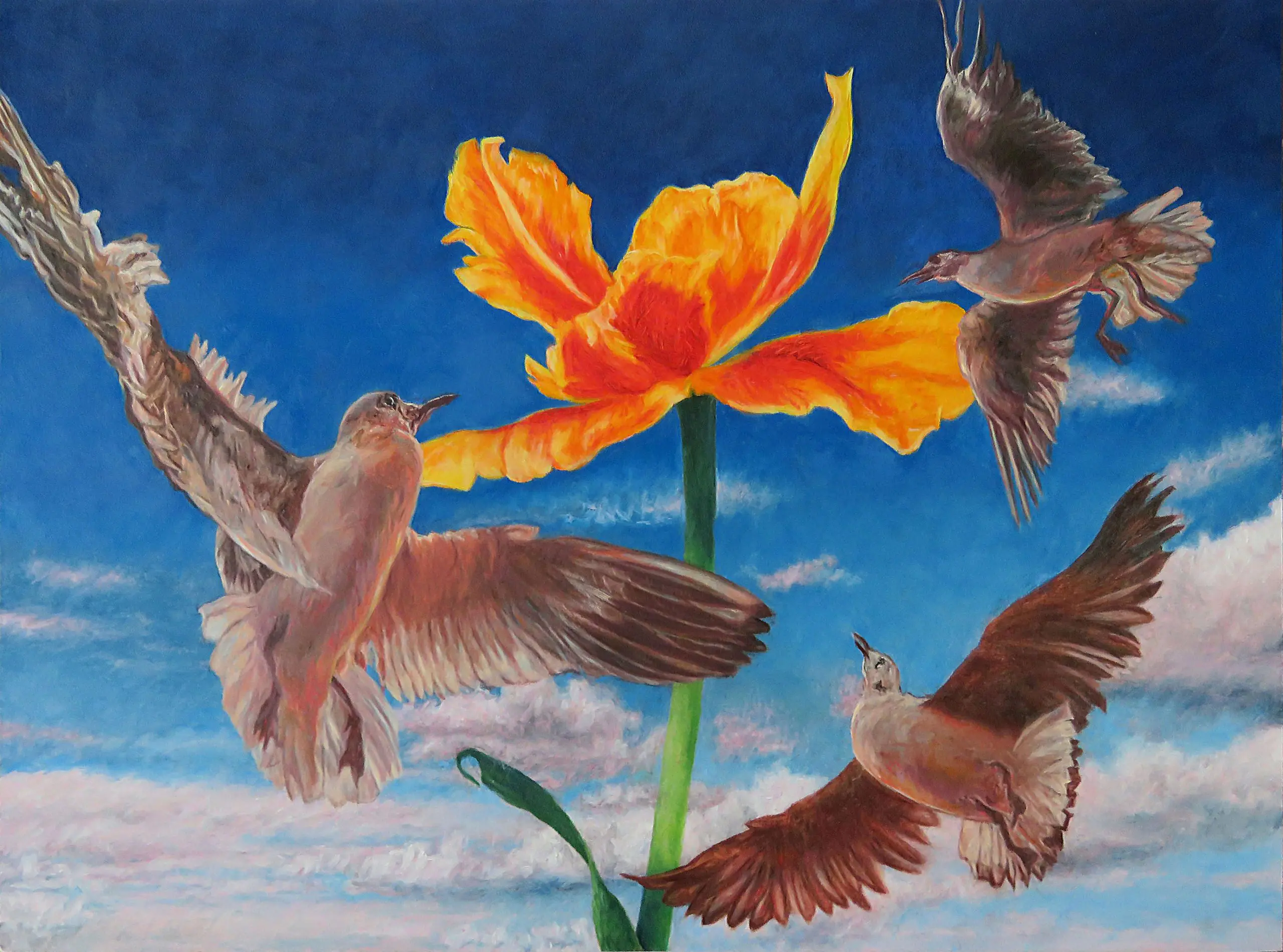 View and purchase How to See the Stars Among Us by Laureen Marchand, an oil painting on cradled panel suggesting that sometimes all you need to do for inspiration is just look up