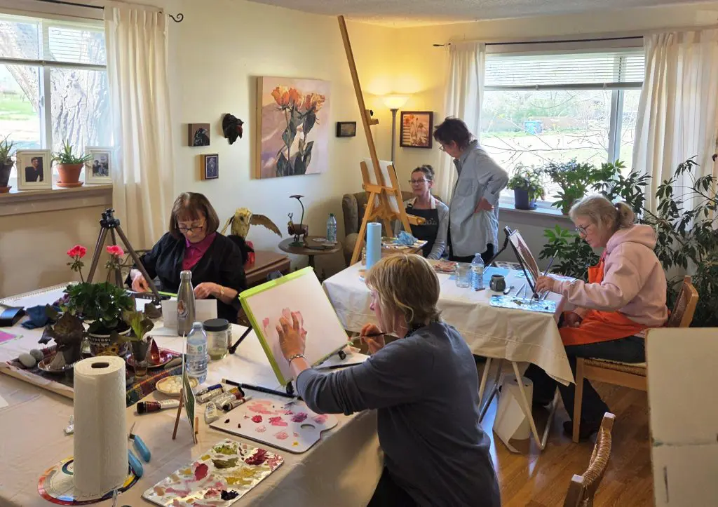Past Grasslands oil painting workshops in oils at Laureen's home studio