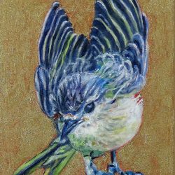 Small Wonders: Warbling Vireo Takes a Bow Warbling Vireo Takes a Bow by Laureen Marchand small singing bird climate change art
